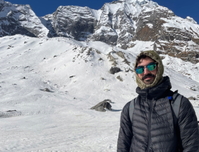 Ben in the snow in the mountains